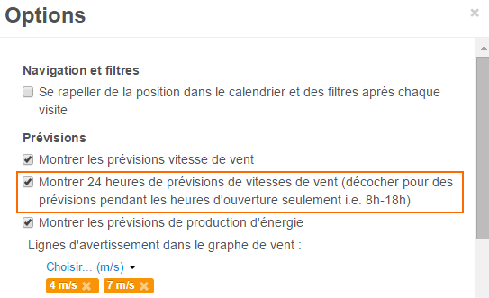 option pour voir 24h de prévisions